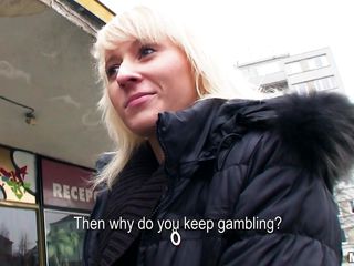 blonde chick likes to gamble